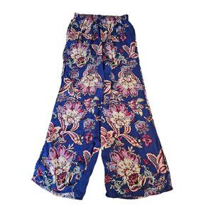 Xhilaration Floral Boho Wide Leg pants Elastic Waist Pockets size M 26x29"